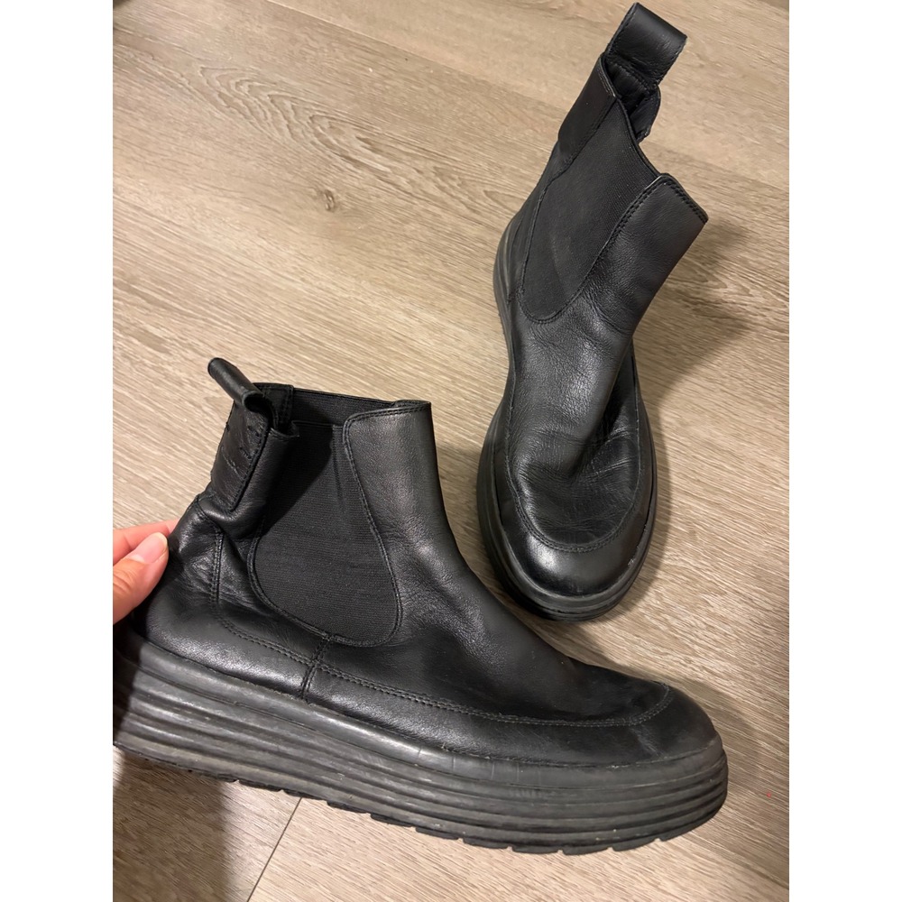 Geox Respira phaolae Black Leather Chelsea Boots Platform Ankle Size 9 Italian